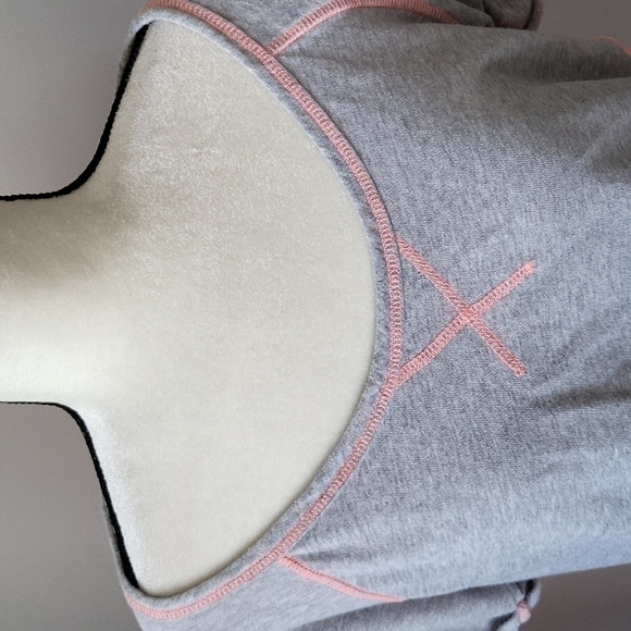 Maurices mixed material heather gray and hot coral colored sheer back tee - Picture 7 of 15